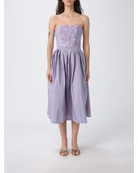 Elisabetta Franchi - Taffeta Midi Dress - Lyst