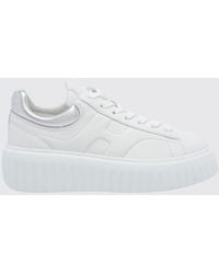 Hogan - H-Stripes Two-Tone Smooth And Laminated Leather Platform Trainers - Lyst