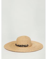 KARL LAGERFELD - Raffia Hat With Embroidered Logo - Lyst