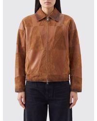 Versace - Cropped Suede Lambskin Leather Jacket With Zip Closure - Lyst
