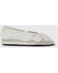 Ganni - Jenny Perforated Viscose Ballet Flats With Floral Appliqué - Lyst