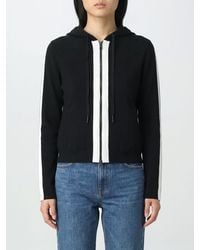 Elisabetta Franchi - Wool Blend Knit Zip-Up Hoodie With Logo Bands - Lyst