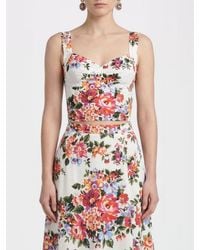 Dolce & Gabbana - Dolce &Amp Gabbana Floral Print Cotton Bustier Top - Lyst
