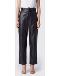 Twinset - High-Waisted Straight-Leg Cropped Faux Leather Trousers - Lyst