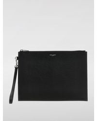 Saint Laurent - Grain De Poudre Leather Clutch - Lyst