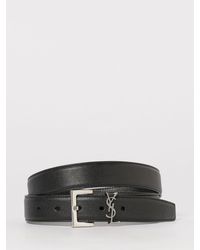 Saint Laurent - Ysl Lambskin Leather Belt - Lyst