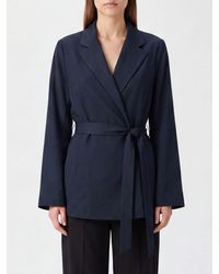 P.A.R.O.S.H. - Short Robe-Style P.A.R.O.S.H. Blazer With A Tie-Waist Belt And Lapels - Lyst