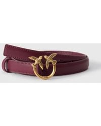 Pinko - Love Birds Calfskin Leather Belt With Metal Monogram Buckle - Lyst