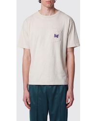 Needles - Relaxed Fit Cotton T-Shirt With Embroidered Butterfly On The Chest - Lyst