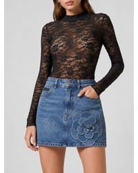 Philipp Plein - High-Waisted Mini Skirt With Rhinestones And Flower Appliqué - Lyst