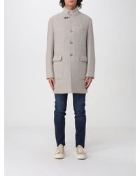 Fay - Single-Breasted Short Wool Coat With Iconic Metal Hook - Lyst