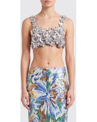 Rabanne - Crop Top With Discs And 3D Flowers - Lyst
