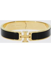 Tory Burch - Kira Enameled Brass Bangle With Double T Logo - Lyst