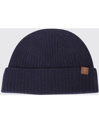 Eleventy - Rib-Knit Pure Cashmere Beanie Hat With Cuff And Logo - Lyst