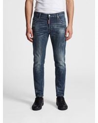 DSquared² - Vaqueros Skater Slim Fit De Denim Elástico Con Efecto Desgastado - Lyst
