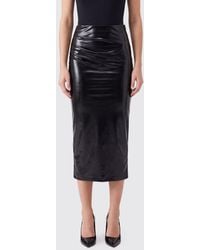 Patrizia Pepe - High-Waisted Draped Patent Pencil Midi Skirt - Lyst