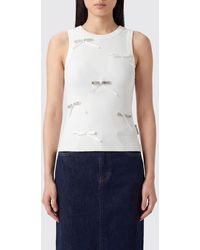 Des Phemmes - Slim Fit Cotton Evening Top With All-Over Bows And Rhinestones - Lyst