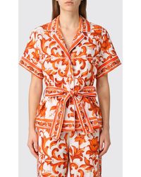 Dolce & Gabbana - Dolce &Amp Gabbana Cotton Shirt With Majolica Print And Revere Collar - Lyst