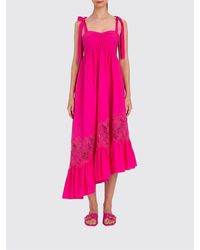 Twinset - Asymmetric Cotton Dress With Inserts - Lyst