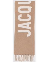 Jacquemus - Cotton Scarf With Contrasting Jacquard Logo And Fringed Edges - Lyst