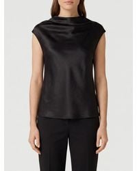 Alberta Ferretti - Sleeveless Satin Blouse With Draped Neckline - Lyst