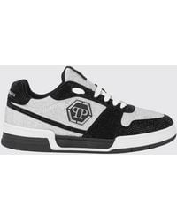 Philipp Plein - P-Force Leather Sneakers With Monogram And Crystals - Lyst