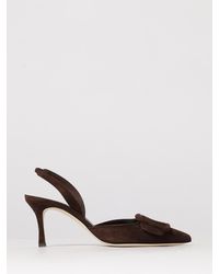 Manolo Blahnik - Maysli Suede Slingback Pumps With Decorative Buckle - Lyst