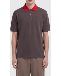 Marni - Short-Sleeve Cotton Polo Shirt With Ribbed Collar And Two Buttons - Lyst