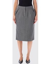 Magda Butrym - Pure Wool Midi Pencil Skirt With Back Slit - Lyst