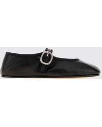 Bottega Veneta - Mary Jane Smooth Leather Ballet Flats With Adjustable Strap - Lyst