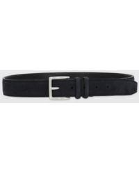 Orciani - Suede Leather Belt With Pin Buckle And Engraved Logo - Lyst
