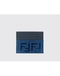 Fendi - Ff Samt- Und Leder-Kartenhalter - Lyst
