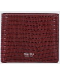 Tom Ford - Lizard-Effect Calfskin Leather Bifold Wallet - Lyst