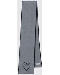Chloé - Chlo&Eacute Wool Blend Scarf With Contrasting Logo And Trim - Lyst