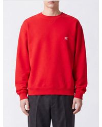 Celine - Triomphe Logo Contrast-Embroidered Cotton Crewneck Sweatshirt - Lyst