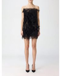 The Attico - Feather And Lace-Trimmed Wool Mini Sheath Dress - Lyst