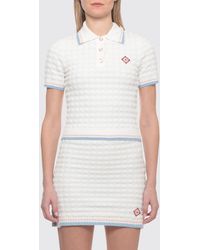 CASABLANCA - Slim Fit Contrast Trim Cotton-Blend Knit Polo Shirt - Lyst