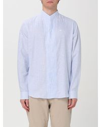 Emporio Armani - Camicia in misto cotone con logo ricamato - Lyst