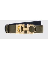 Ferragamo - Gancini Buckle Hammered Leather Belt - Lyst