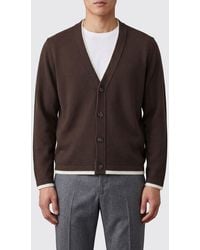 Eleventy - V-Neck Wool And Cashmere Blend Cardigan With Contrast Trims - Lyst