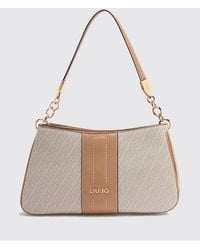Liu Jo - Faux Leather Grained Bag With All Over Monogram - Lyst
