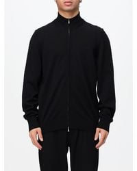 BOSS - Virgin Wool Cardigan With High Neck And Zip Closure - Lyst