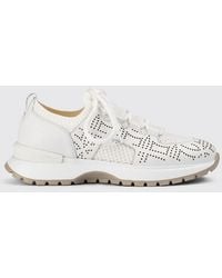 Doucal's - Perforated Leather And Crochet Knit Sneakers - Lyst