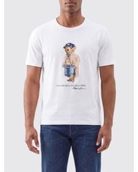 Polo Ralph Lauren - Slim Fit Cotton T-Shirt With Teddy Bear Print - Lyst