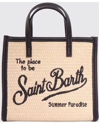 MC2 Saint Barth - Vivian Straw And Faux Leather Handbag - Lyst