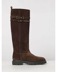 Fabiana Filippi - Suede Leather Knee-High Boots With Lug Sole And Round Toe - Lyst