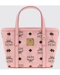 MCM - Minibolso Tote Toni De En Algodón Revestido Con Logo Y Correa Extraíble - Lyst