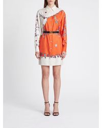 Versace - Graphic-Print Silk Mini Chemisier Dress With Waist Belt - Lyst