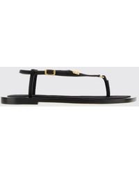 Balenciaga - Riva Low-Heeled Goat Leather Thong Sandals With Logo - Lyst
