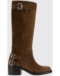 Chloé - Chlo&Eacute Dakota Knee-High Suede Calfskin Biker Boots - Lyst